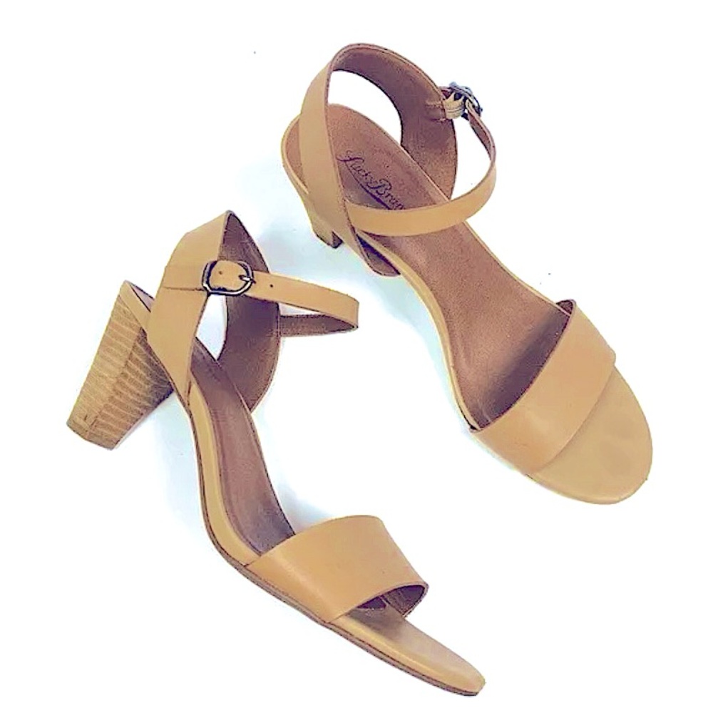 Lucky Brand nude ankle strap heels .